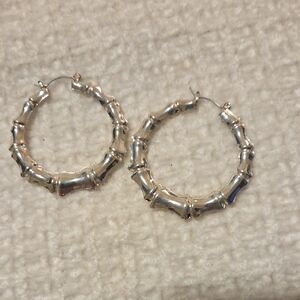 Silver Bamboo Hoop Earrings